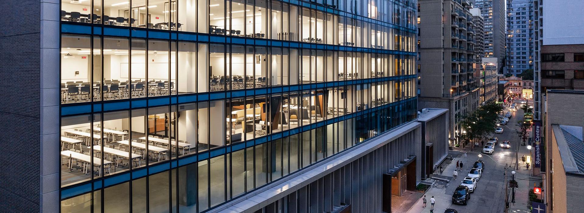 Humber's Downtown Campus in the evening