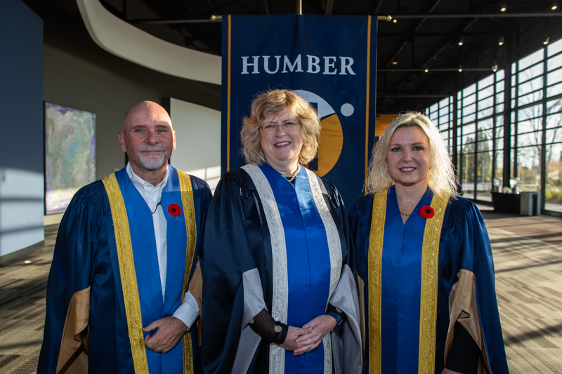 Three Humber faculty including president Ann Marie Vaughan pose for photo