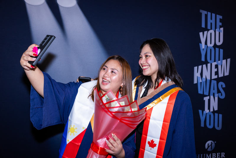 Students taking selfie