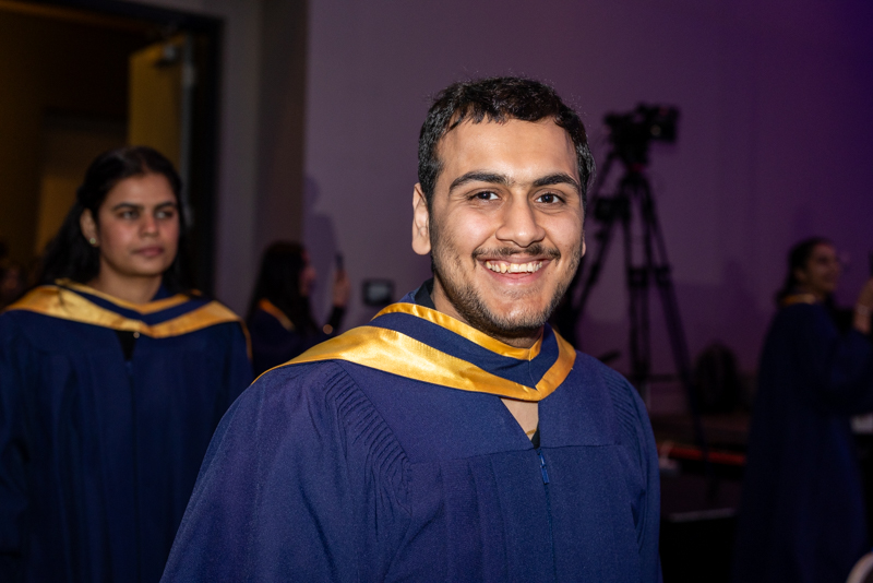 Student in line smiling