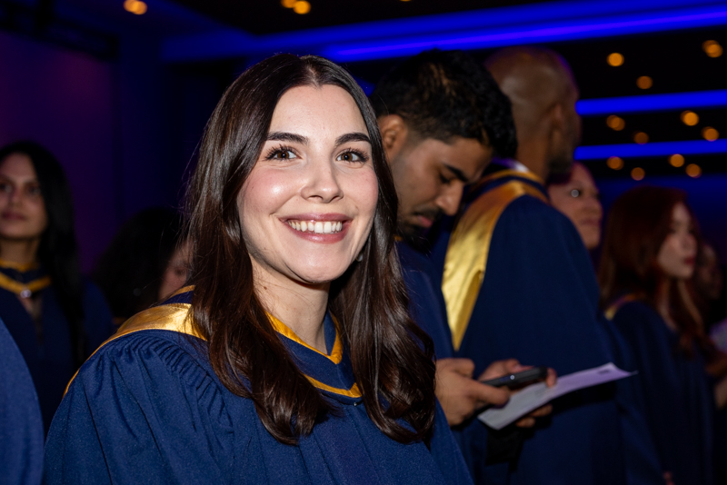 Student smiling for camera