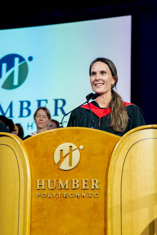 Humber Staff talking on podium