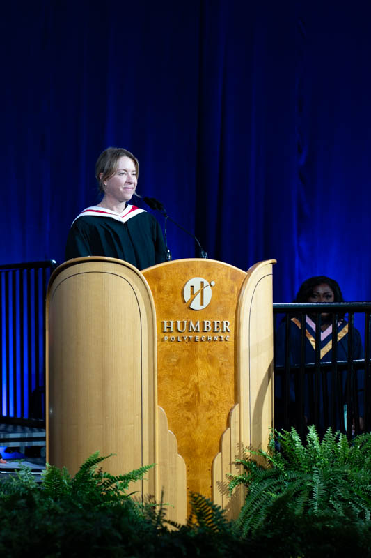 Humber Staff talking on podium