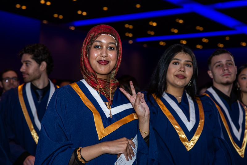 Students posing at event