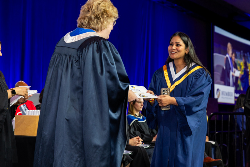 Student receiving document