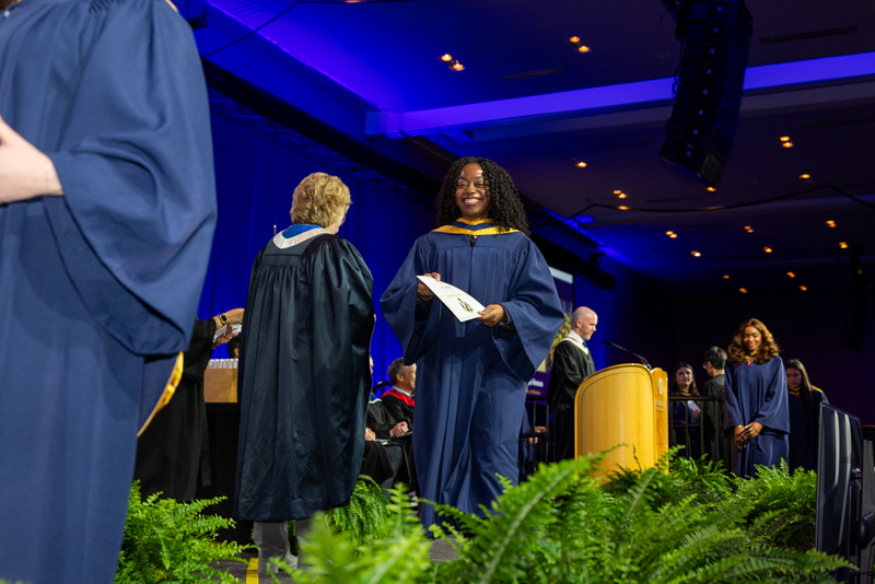 Student receiving document