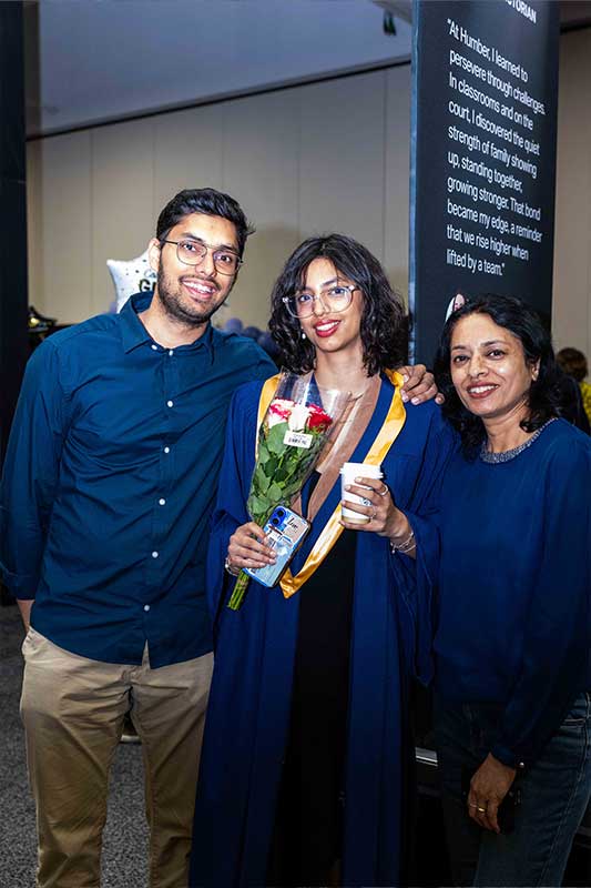 Student holding roses