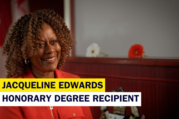 Jacqueline Edwards being interviewed