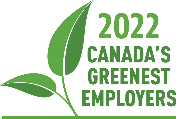 Green plant with text 2020 Canada's Greenest Employers