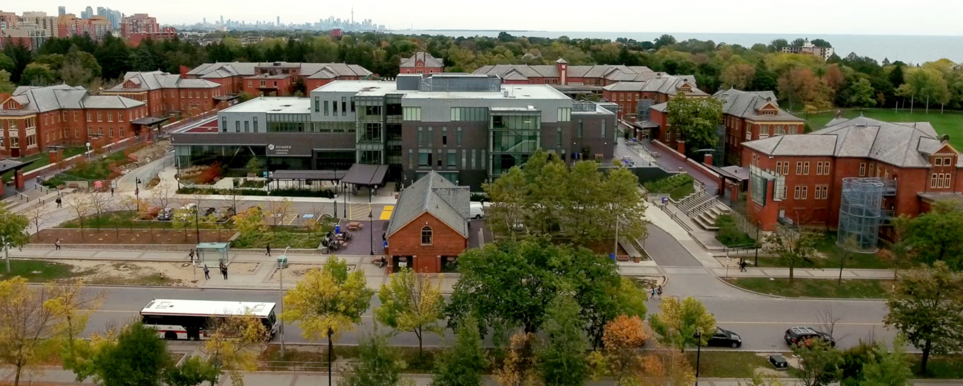 View of the Lakeshore Campus from above (a drone shot)