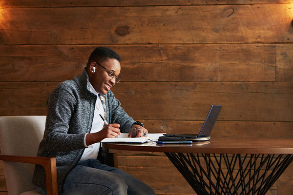 Student using laptop