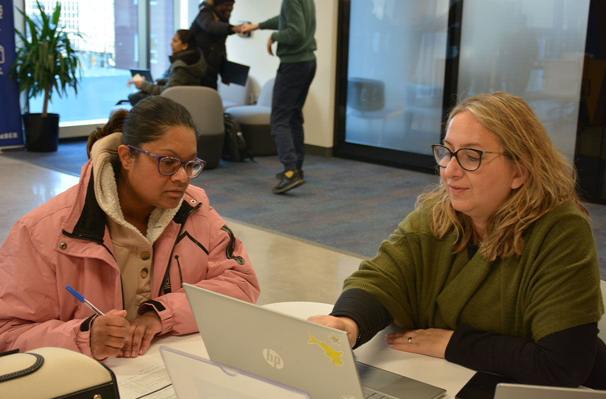 Career Advisor talking to student