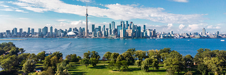 Image: Toronto skyline and Lake Ontario aerial view, Toronto, Ontario, Canada.
