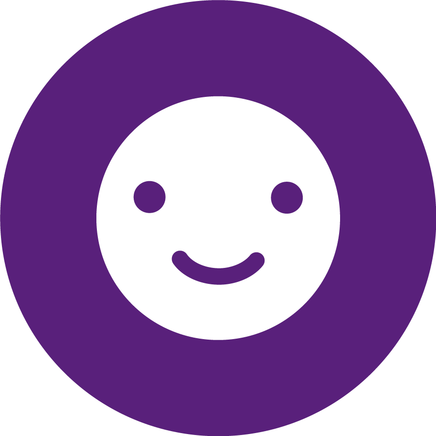Circle glyph smiley Icon with white background