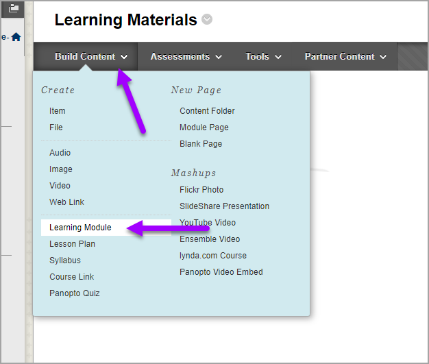 Creating a Learning Module – Faculty Blackboard