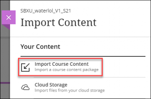 Import Course Content found under Your Content on the Import Content panel