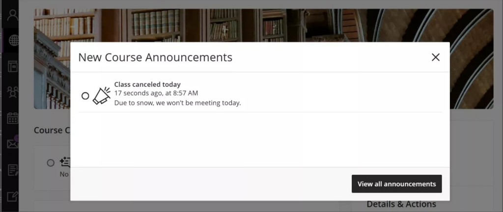 The New Announcements window, showing an unread announcements
