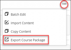 drop-down menu for more options for course content