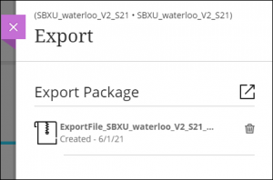 completed exported course package found in Export 