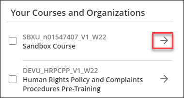 The names of two courses with an arrow next to each. 