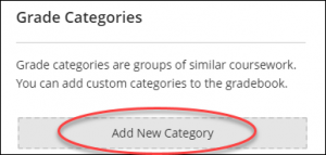 add new category in gradebook settings 