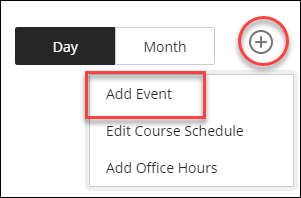 plus sign and add event button