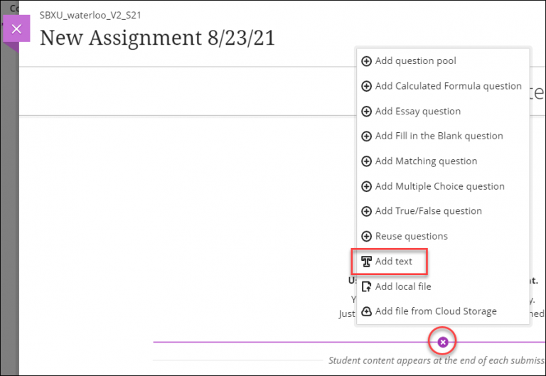 creating an assignment on blackboard