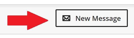 An arrow pointing to the 'New Message' icon on the right side of the screen in the 'Messages' tab.