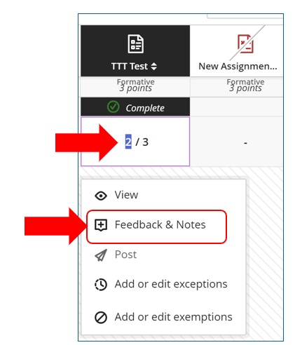 How to access notes from the gradebook