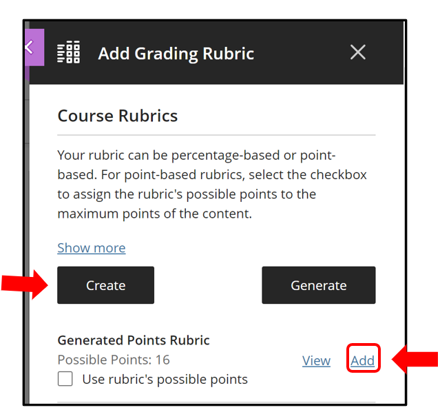 Associate a rubric to an assignment