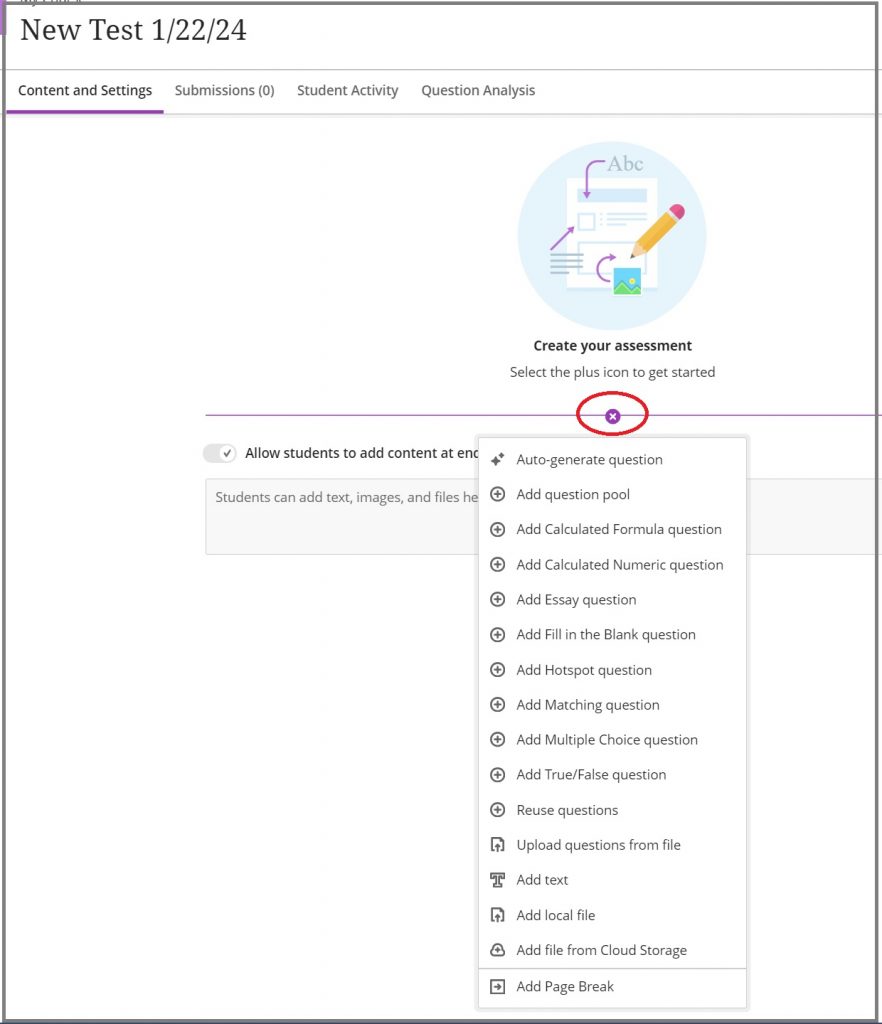 Creating A Test In Blackboard Ultra – Faculty Blackboard