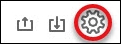 Two arrows next to each other horizontally, one pointing up and the other down. To the right of the arrows is a gear/wheel icon. 