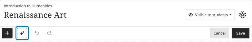 The Suggest Document Layout button appears as a star within a circle, beside the options to undo and redo
