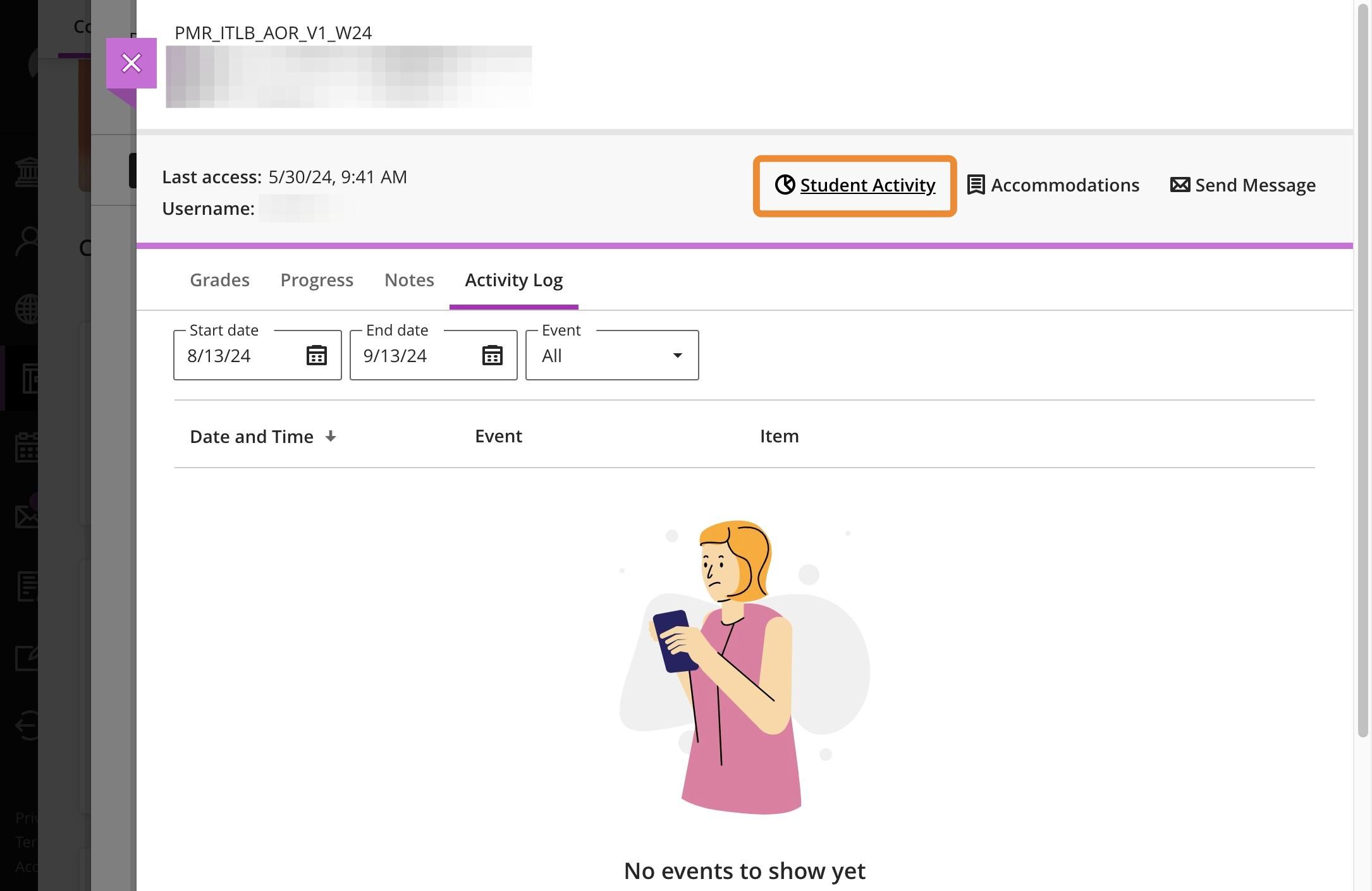Click "Student Activity" to view the **Student Activity Details Report.**