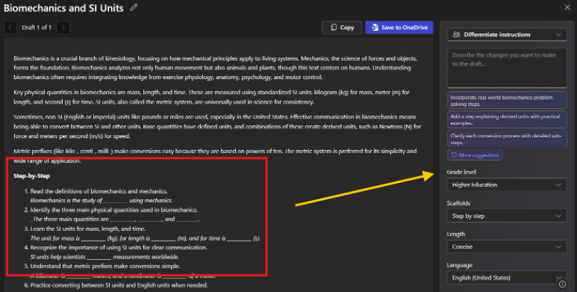 A square around the newly generated scaffold in the document, with an arrow pointing to the AI panel to create new differentiations.