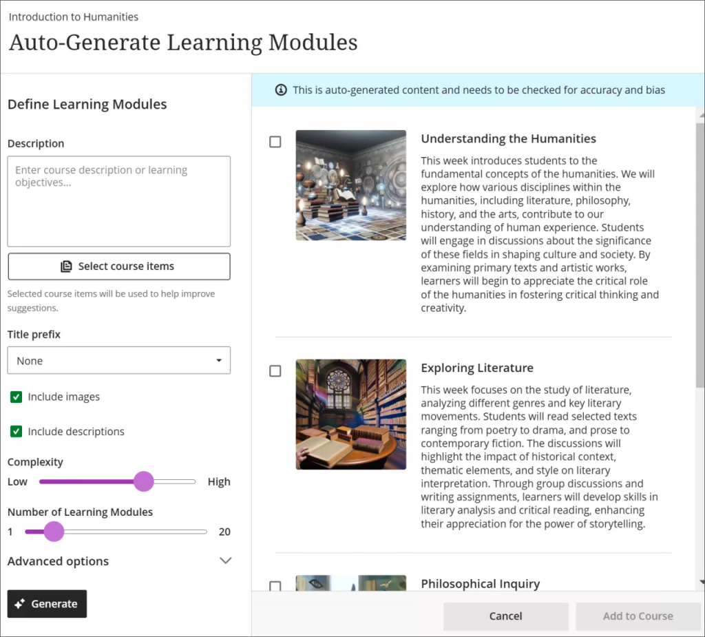 The AI design assistant page.