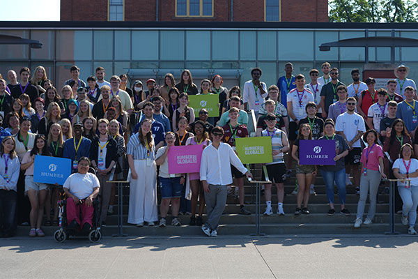 group of students standing outside Humber