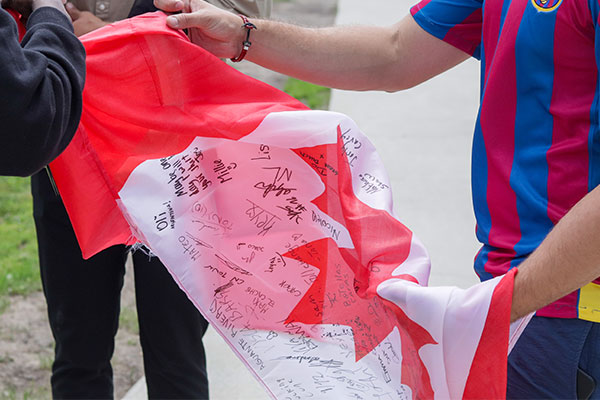 Canadian flag signed by GSS students