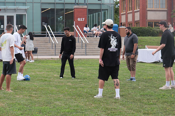 students playing field games