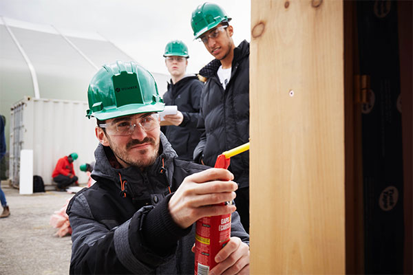 3 humber students working on contruction