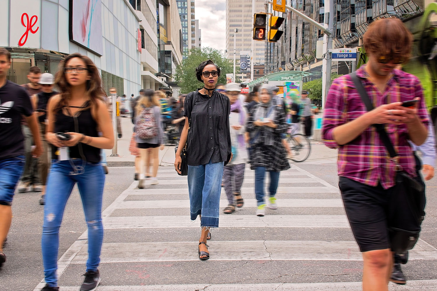 people walking along Yonge Street
