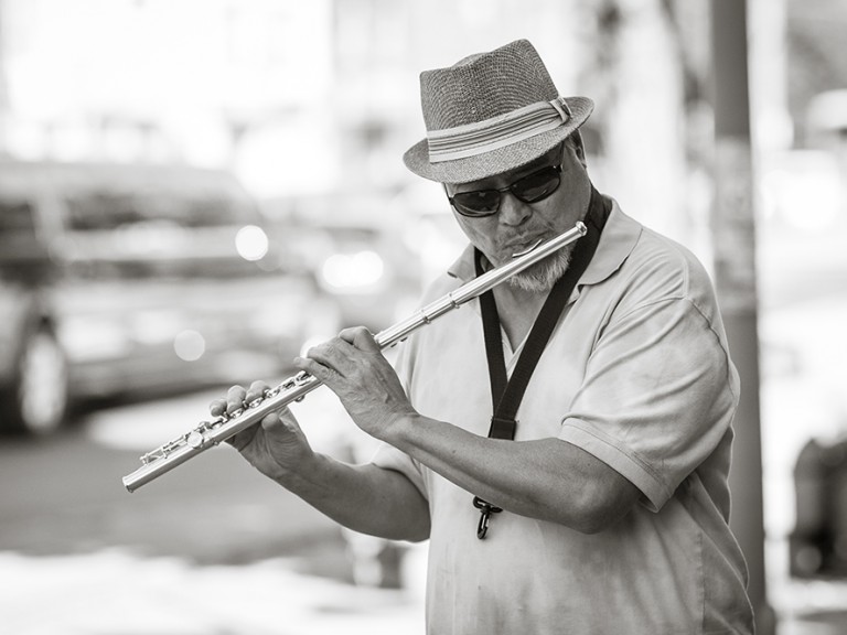 Man playing the flute