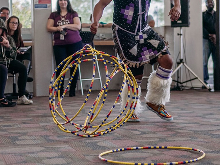 man dancing with hoops