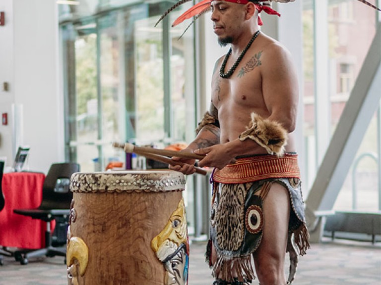 man playing the drums