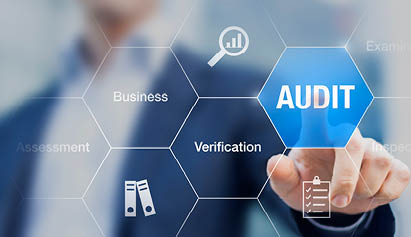 person clicking an audit button