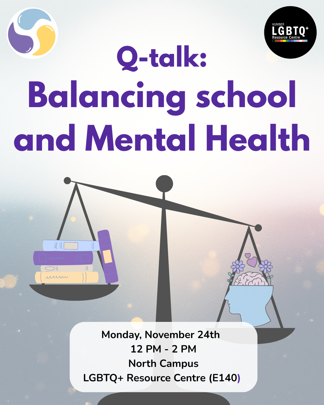 Poster for the Q-talk: Balancing school and Mental health. 