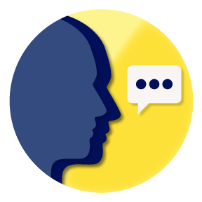 Silhouette of a human face speaking