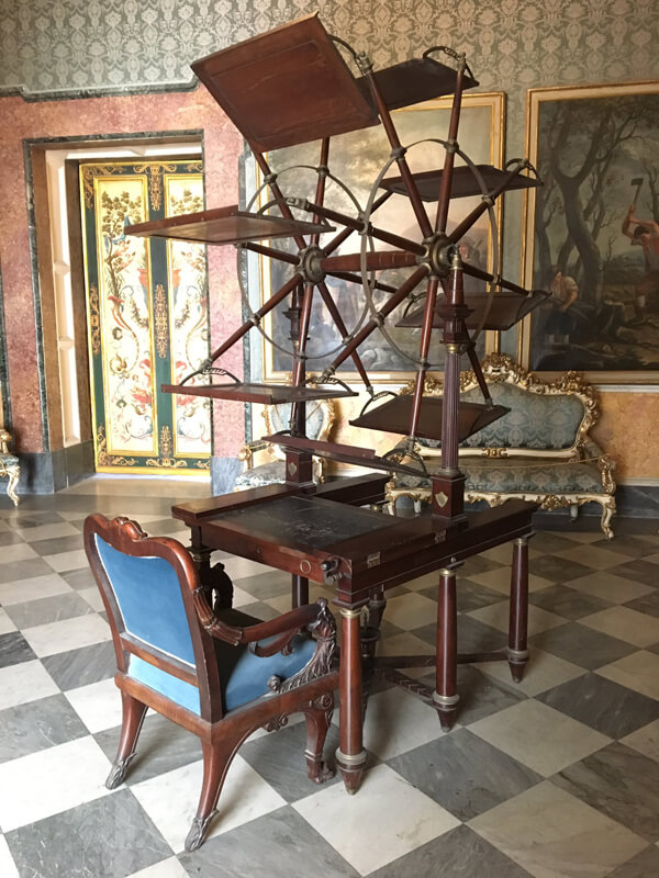A desks with revolving table tops