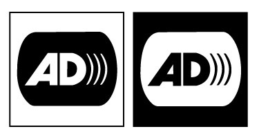 A and D with sound waves to depict Audio Description