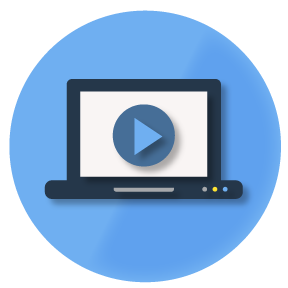 illustration of video playing on a laptop.